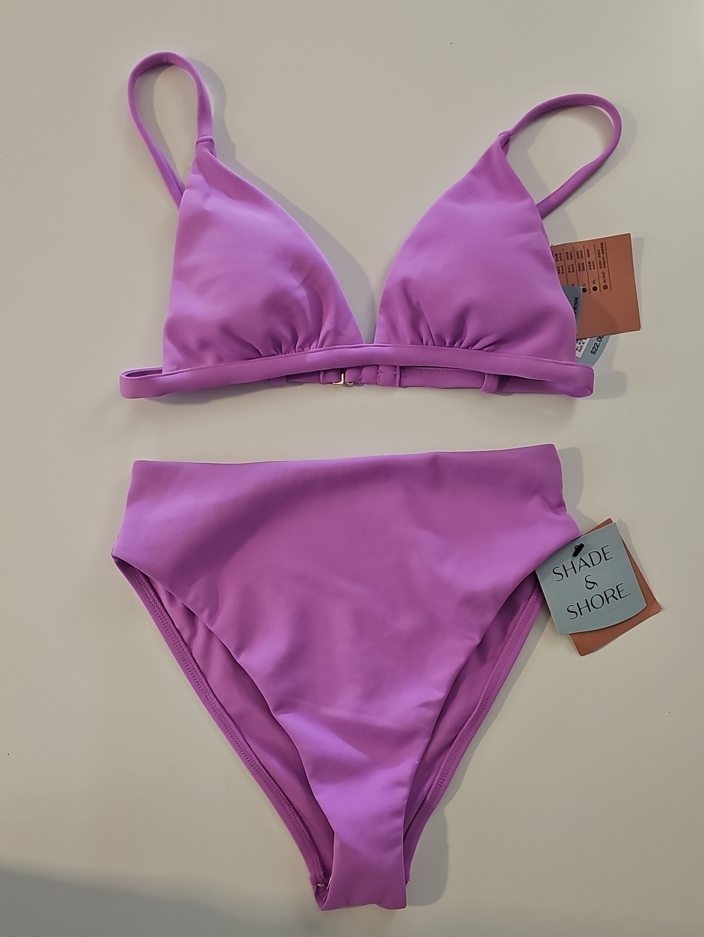 Shade & Shore Women's XS/S Vibrant Smooth Purple High-Waist Bikini Set